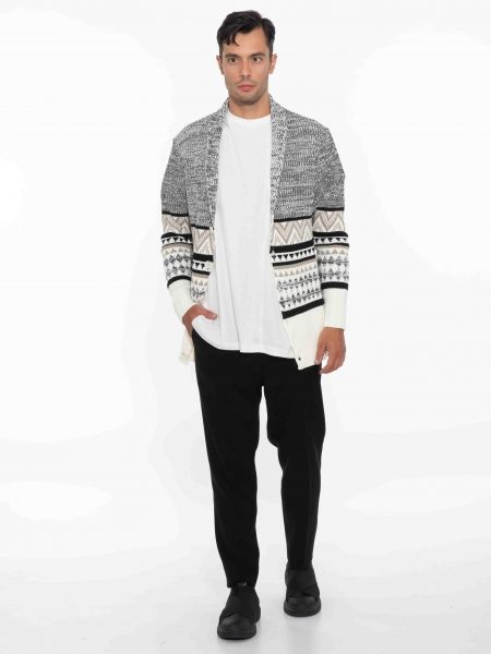 OVER-D Ζακέτα πλεκτή OE1F2W2M82 Λευκό - Γκρι OVER-D - 6