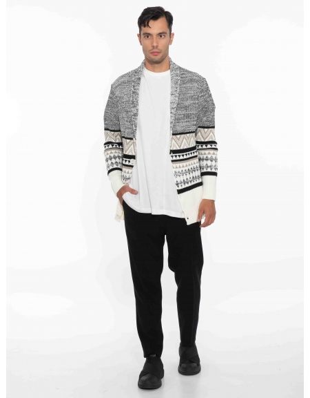 OVER-D Ζακέτα πλεκτή OE1F2W2M82 Λευκό - Γκρι OVER-D - 6