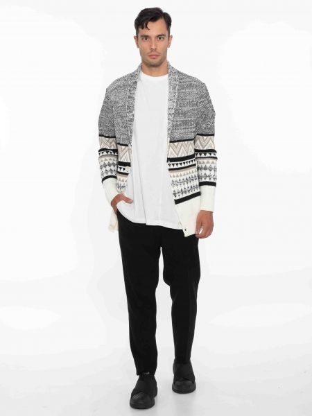 OVER-D Ζακέτα πλεκτή OE1F2W2M82 Λευκό - Γκρι OVER-D - 9