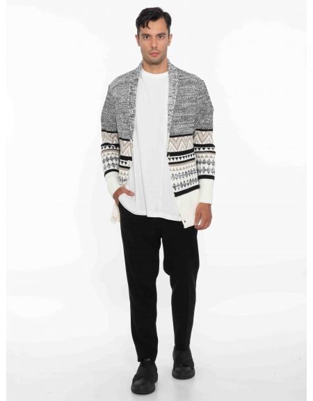 OVER-D Ζακέτα πλεκτή OE1F2W2M82 Λευκό - Γκρι OVER-D - 9