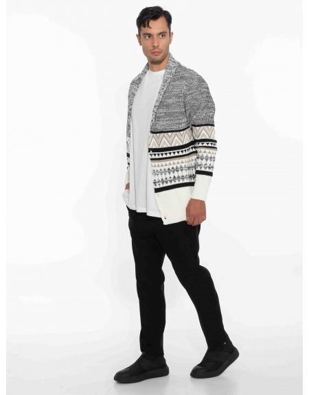 OVER-D Ζακέτα πλεκτή OE1F2W2M82 Λευκό - Γκρι OVER-D - 10