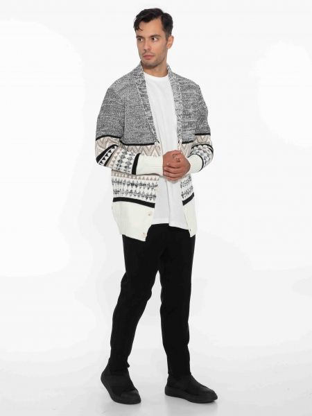 OVER-D Ζακέτα πλεκτή OE1F2W2M82 Λευκό - Γκρι OVER-D - 8