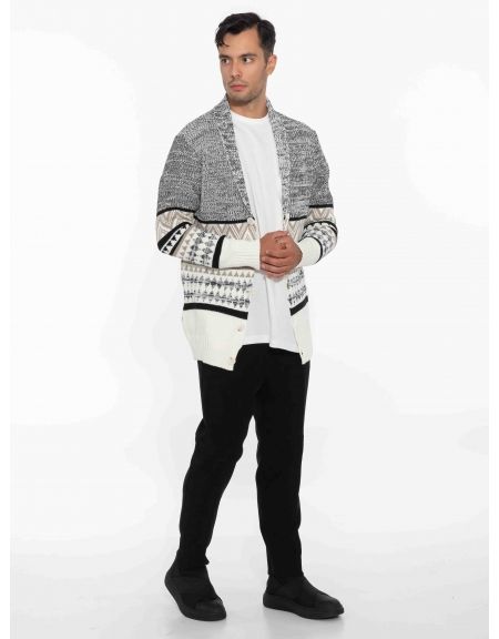 OVER-D Ζακέτα πλεκτή OE1F2W2M82 Λευκό - Γκρι OVER-D - 8