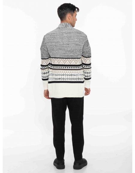 OVER-D Ζακέτα πλεκτή OE1F2W2M82 Λευκό - Γκρι OVER-D - 7