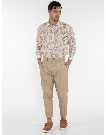 OVER-D Chino Παντελόνι OE1S2S3P21 Μπεζ - Λευκό OVER-D - 6