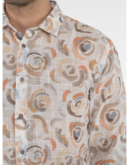 OVER-D Πουκάμισο OE1S2S3C20 Εμπριμέ - Εκρού OVER-D - 5