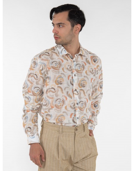 OVER-D Πουκάμισο OE1S2S3C20 Εμπριμέ - Εκρού OVER-D - 3