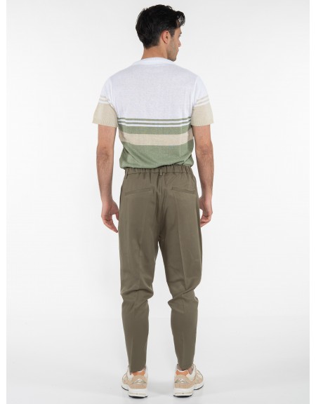 OVER-D T-shirt ριγέ OE1S2S3M21 Λευκό - Λαδί OVER-D - 8