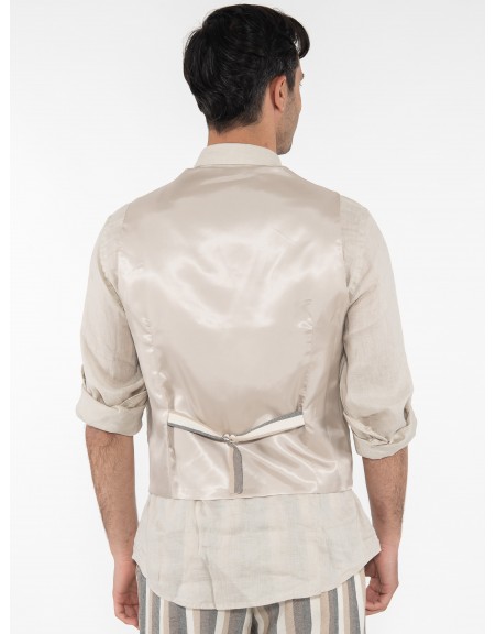 OVER-D Γιλέκο ριγέ OE1S2S3I04 Μπεζ - Εκρού OVER-D - 2