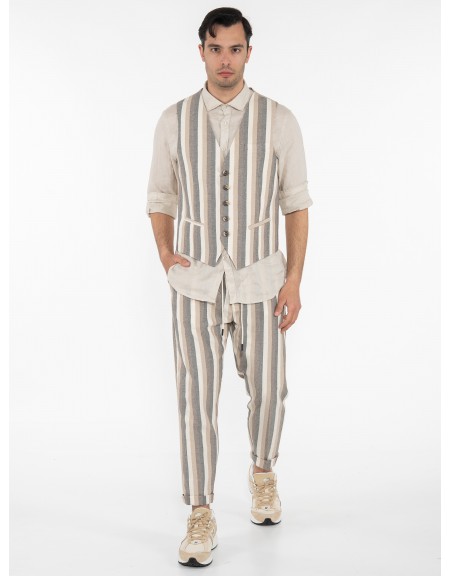 OVER-D Γιλέκο ριγέ OE1S2S3I04 Μπεζ - Εκρού OVER-D - 6