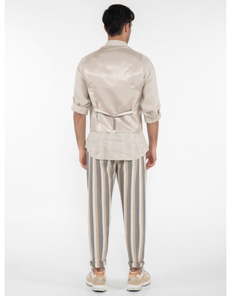 OVER-D Γιλέκο ριγέ OE1S2S3I04 Μπεζ - Εκρού OVER-D - 8