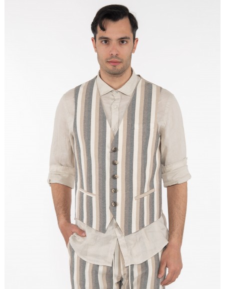 OVER-D Γιλέκο ριγέ OE1S2S3I04 Μπεζ - Εκρού OVER-D - 1