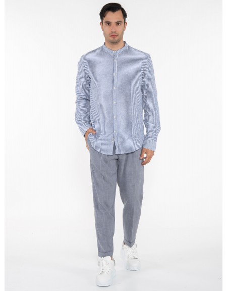 OVER-D Shirt mao OC1S0S0C01 Blue - Ecru OVER-D - 6