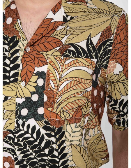 XAGON MAN Πουκάμισο κοντομάνικο P23042ADAILA Εμπριμέ - Εκρού - Καφέ XAGON MAN - 5