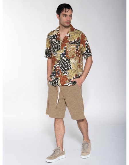 XAGON MAN Πουκάμισο κοντομάνικο P23042ADAILA Εμπριμέ - Εκρού - Καφέ XAGON MAN - 9