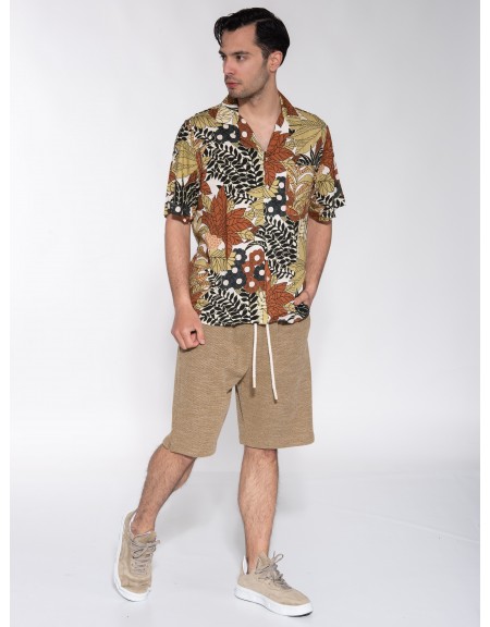 XAGON MAN Πουκάμισο κοντομάνικο P23042ADAILA Εμπριμέ - Εκρού - Καφέ XAGON MAN - 7