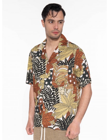 XAGON MAN Πουκάμισο κοντομάνικο P23042ADAILA Εμπριμέ - Εκρού - Καφέ XAGON MAN - 4