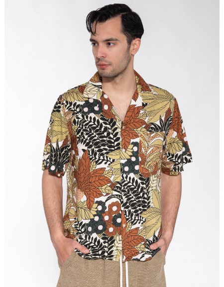 XAGON MAN Πουκάμισο κοντομάνικο P23042ADAILA Εμπριμέ - Εκρού - Καφέ XAGON MAN - 3