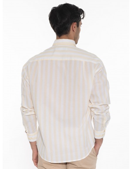 GABBA Πουκάμισο ριγέ HARVEY LS Λευκό - Κίτρινο GABBA - 2