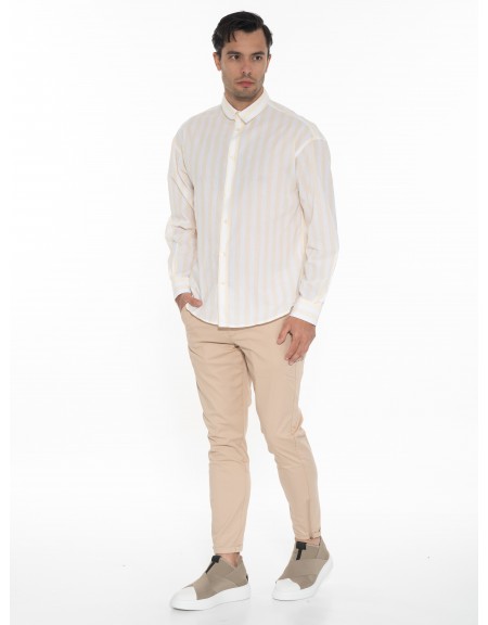 GABBA Πουκάμισο ριγέ HARVEY LS Λευκό - Κίτρινο GABBA - 9