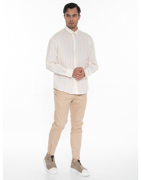 GABBA Πουκάμισο ριγέ HARVEY LS Λευκό - Κίτρινο GABBA - 7