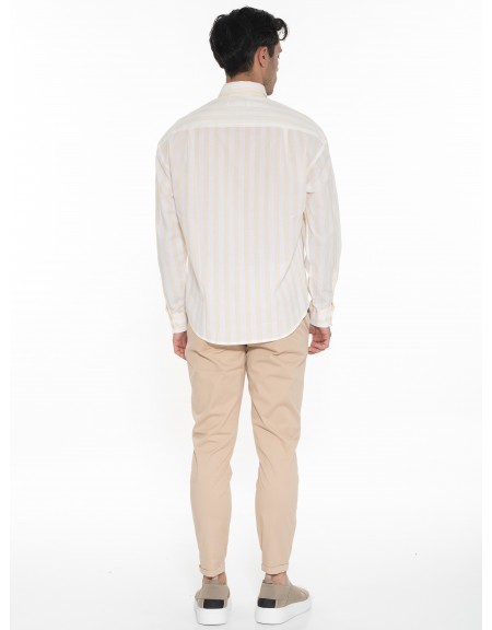 GABBA Πουκάμισο ριγέ HARVEY LS Λευκό - Κίτρινο GABBA - 8