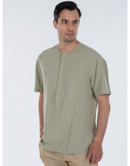 NINETEEN Πουκαμίσα mao K23-1030 Λαδί NINETEEN - 4