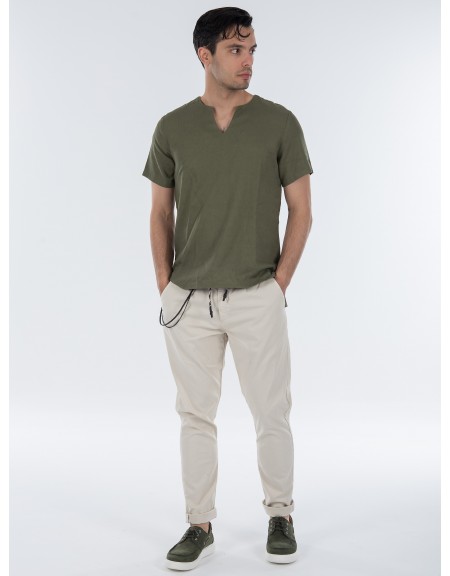 TAG T-shirt λινό TMSS22407 MONTANITA Χακί TAG - 6