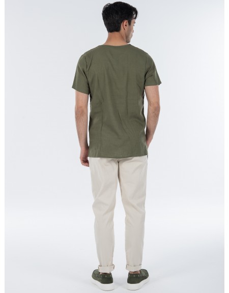 TAG T-shirt λινό TMSS22407 MONTANITA Χακί TAG - 9