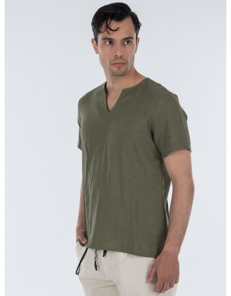 TAG T-shirt λινό TMSS22407 MONTANITA Χακί TAG - 4