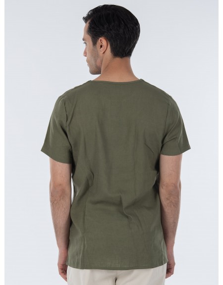 TAG T-shirt λινό TMSS22407 MONTANITA Χακί TAG - 2