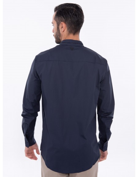 NINETEEN Πουκάμισο mao K24-1017 Μπλε NINETEEN - 3