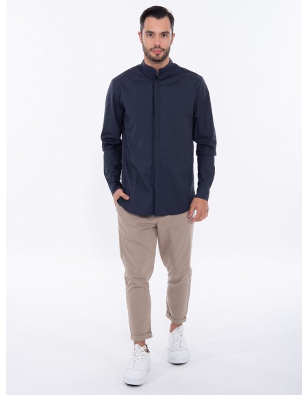 NINETEEN Πουκάμισο mao K24-1017 Μπλε NINETEEN - 6