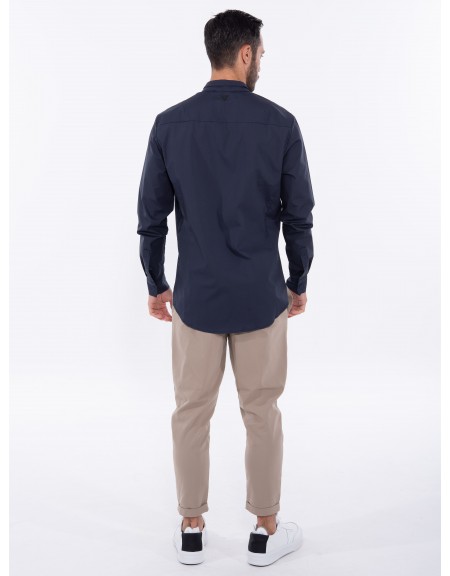 NINETEEN Πουκάμισο mao K24-1017 Μπλε NINETEEN - 8