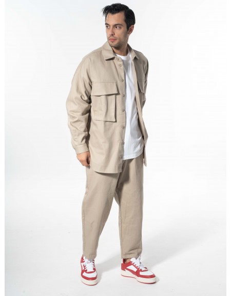 NINETEEN Πουκάμισο - Jacket K24-1058 Μπεζ NINETEEN - 8