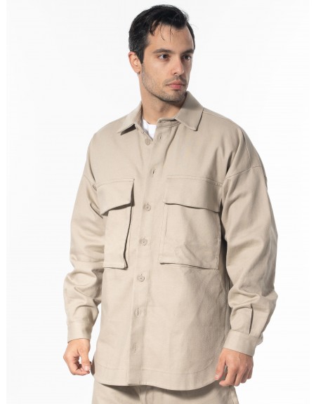 NINETEEN Πουκάμισο - Jacket K24-1058 Μπεζ NINETEEN - 3