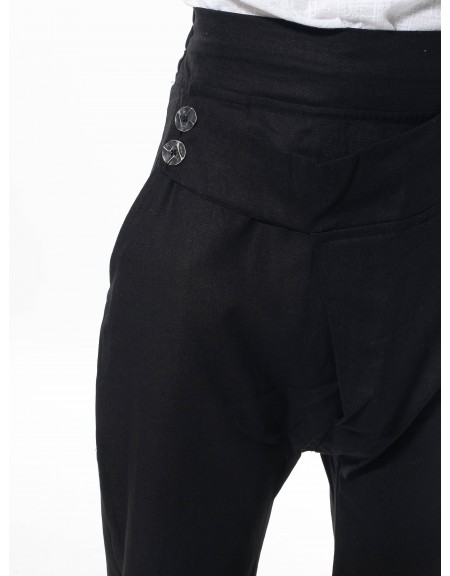 LA HAINE Παντελόνι λινό 3B LM100 Μαύρο LA HAINE - 5