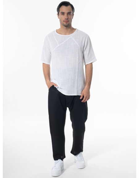 LA HAINE Παντελόνι λινό 3B LM100 Μαύρο LA HAINE - 6