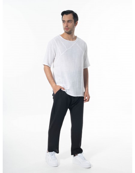 LA HAINE Παντελόνι λινό 3B LM100 Μαύρο LA HAINE - 9