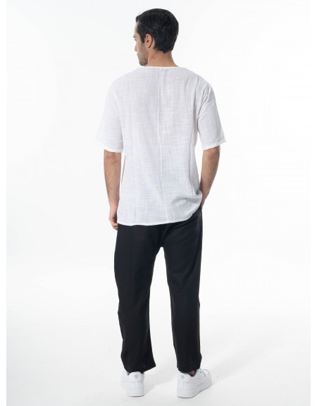 LA HAINE Παντελόνι λινό 3B LM100 Μαύρο LA HAINE - 7