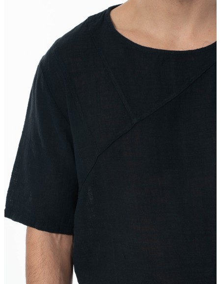 LA HAINE T-shirt linen 3V LM140 Black LA HAINE - 5