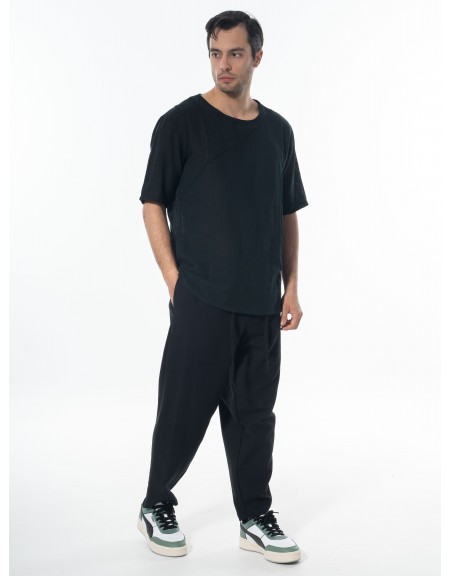 LA HAINE T-shirt linen 3V LM140 Black LA HAINE - 9