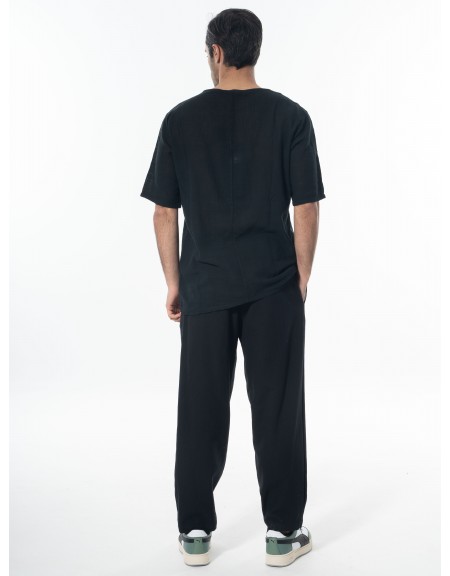 LA HAINE T-shirt linen 3V LM140 Black LA HAINE - 7