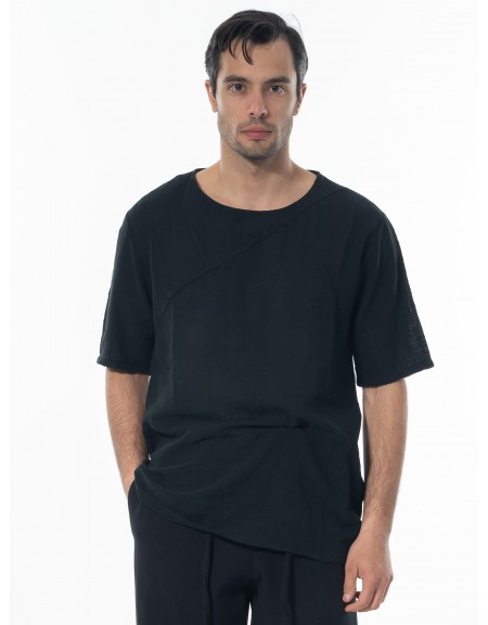 LA HAINE T-shirt linen 3V LM140 Black LA HAINE - 10