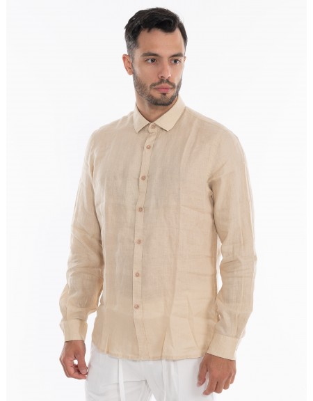 OVER-D Πουκάμισο λινό OE1S2S4C49 Μπεζ OVER-D - 2