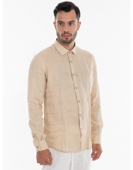 OVER-D Πουκάμισο λινό OE1S2S4C49 Μπεζ OVER-D - 3