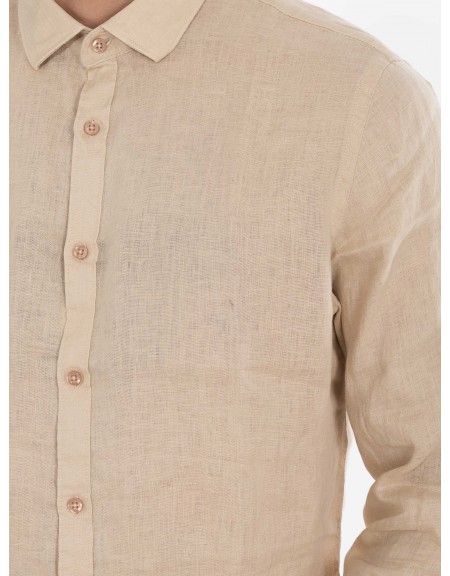 OVER-D Πουκάμισο λινό OE1S2S4C49 Μπεζ OVER-D - 5