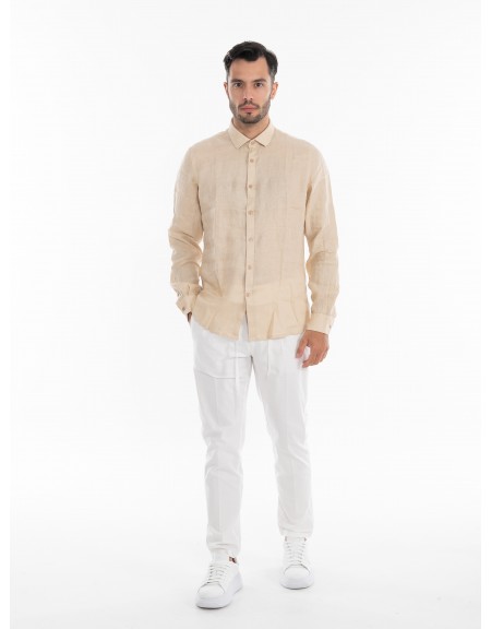 OVER-D Πουκάμισο λινό OE1S2S4C49 Μπεζ OVER-D - 6