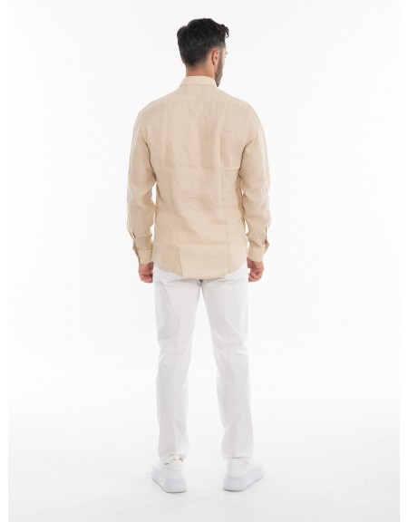 OVER-D Πουκάμισο λινό OE1S2S4C49 Μπεζ OVER-D - 9