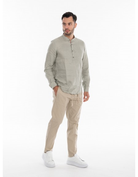 OVER-D Πουκάμισο λινό mao OE1S2S4C48 Λαδί OVER-D - 8